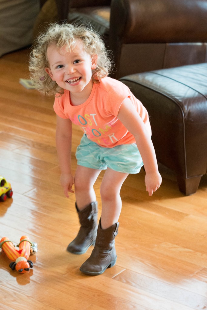 After Jori left, Emma wanted to go outside. Shoes of choice were the cowboy boots. Remember Emma was born in Texas.