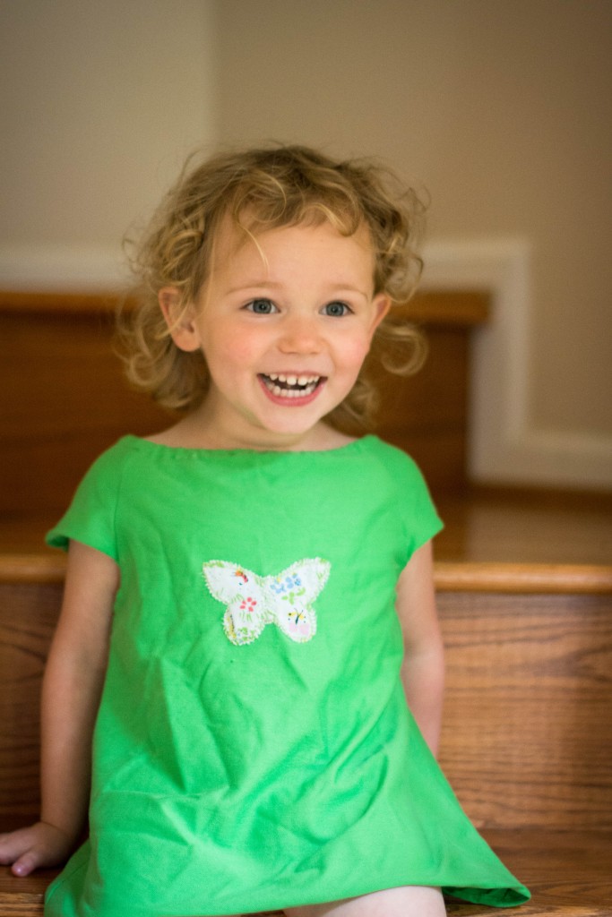 Emma came down with this shirt on. She never wore it before. It was my shirt from when I was little. My mom made it for me.