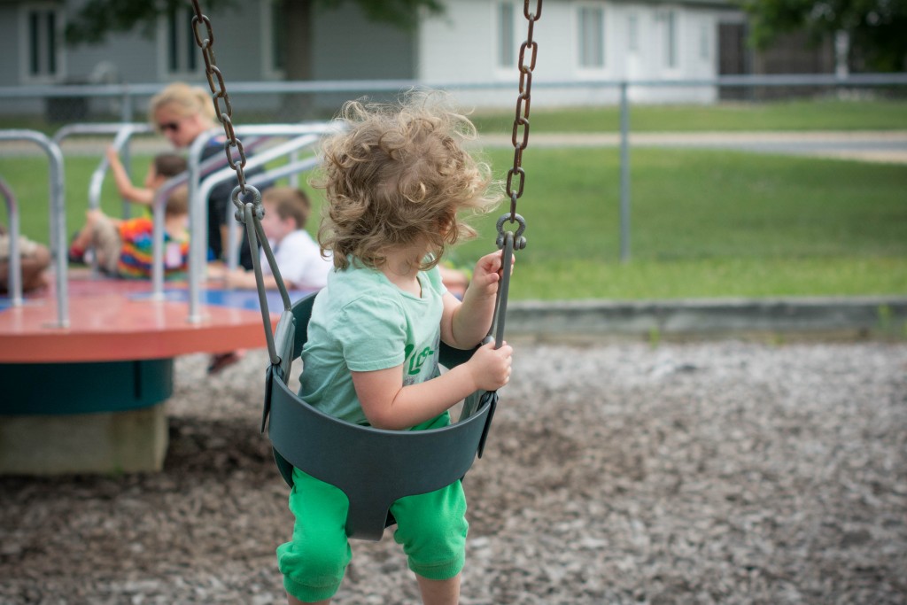 Emma tried so hard to get the boys to come swing with her...they weren't interested.