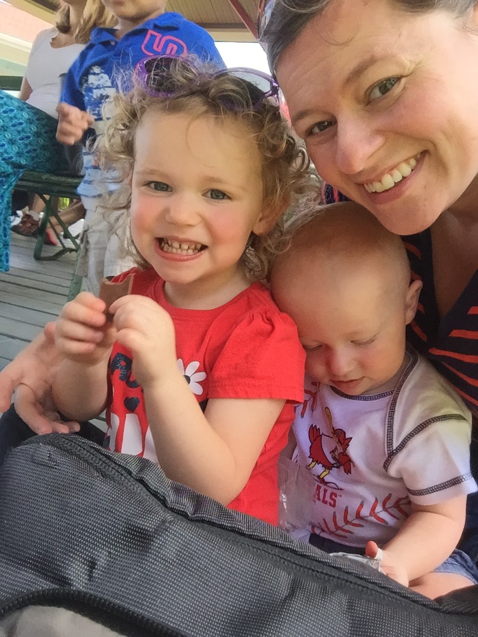 Chocolate at the end of story time made her smile.